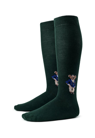 Calze Uomo Lunghe 90% Cotone con Orsetto|Colore:Verde