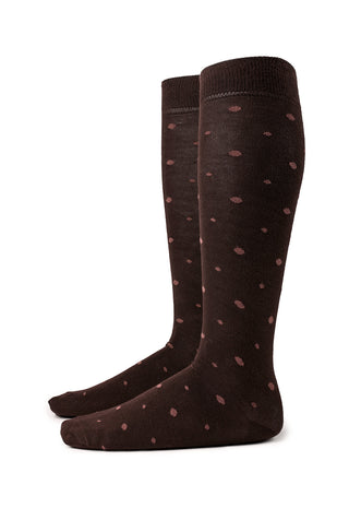 Calze Uomo Lunghe 90% Cotone Fantasia a Pois|Colore:Marrone
