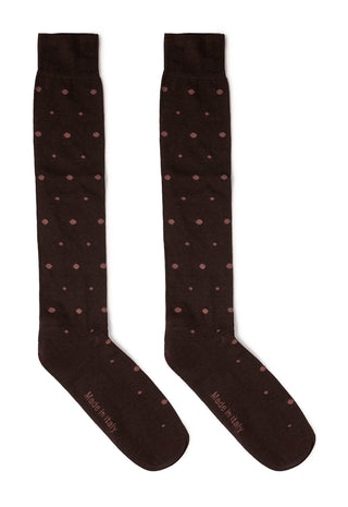 Calze Uomo Lunghe 90% Cotone Fantasia a Pois|Colore:Marrone