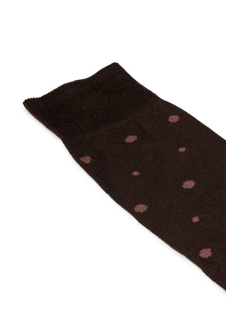 Calze Uomo Lunghe 90% Cotone Fantasia a Pois|Colore:Marrone