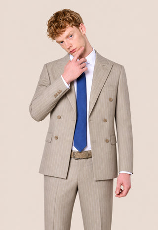 Abito Doppiopetto Gessato|Colore:Beige