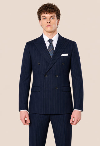Abito Doppiopetto Gessato|Colore:Blu