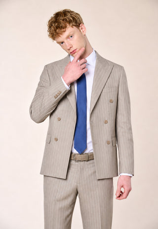 Abito Doppiopetto Gessato|Colore:Beige