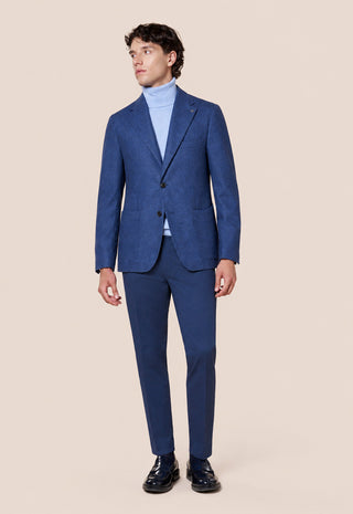 Giacca Uomo Monopetto con Texture Spigata|Colore:Blu