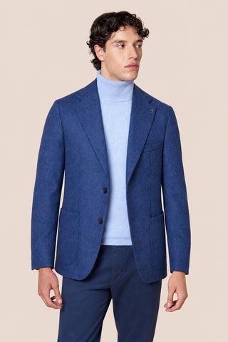 Giacca Uomo Monopetto con Texture Spigata|Colore:Blu