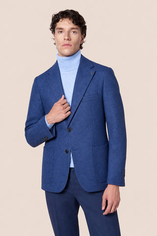 Giacca Uomo Monopetto con Texture Spigata|Colore:Blu