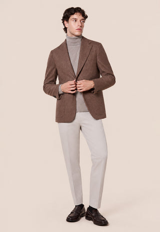 Giacca Uomo Monopetto con Texture Spigata|Colore:Marrone