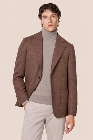 Giacca Uomo Monopetto con Texture Spigata|Colore:Marrone