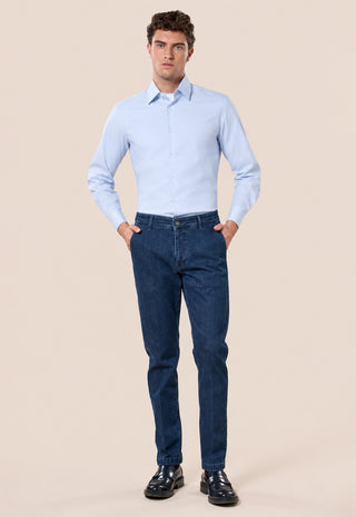 Jeans Uomo con Microtexture Tasca America|Colore:Blu scuro