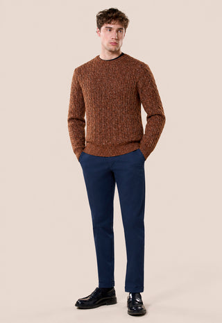 Maglia Uomo Girocollo con Lavorazione a Trecce|Colore:Cammello