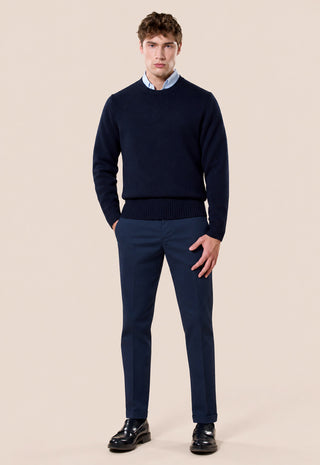 Maglia Uomo Girocollo 100% Shetland|Colore:Blu