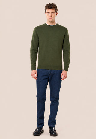 Maglia Uomo Girocollo a Maniche Lunghe|Colore:Muschio