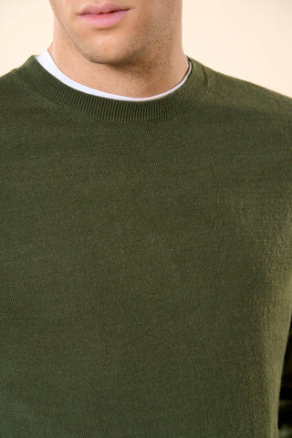 Maglia Uomo Girocollo a Maniche Lunghe|Colore:Muschio