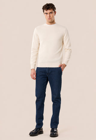 Maglia Uomo Girocollo a Maniche Lunghe|Colore:Panna