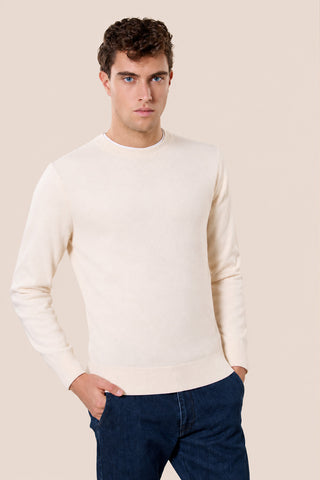 Maglia Uomo Girocollo a Maniche Lunghe|Colore:Panna