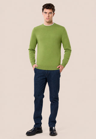 Maglia Uomo Girocollo a Maniche Lunghe|Colore:Verde mela