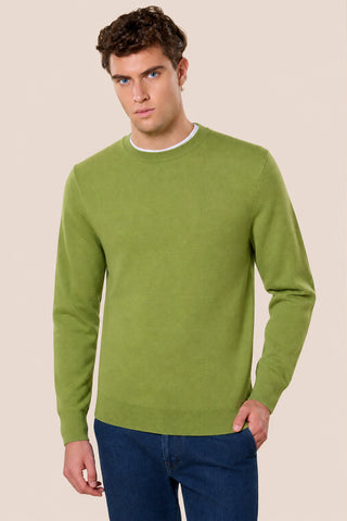 Maglia Uomo Girocollo a Maniche Lunghe|Colore:Verde mela
