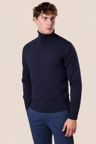 Maglia Uomo Dolcevita a Maniche Lunghe|Colore:Blu