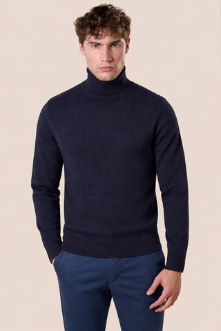Maglia Uomo Dolcevita a Maniche Lunghe|Colore:Blu