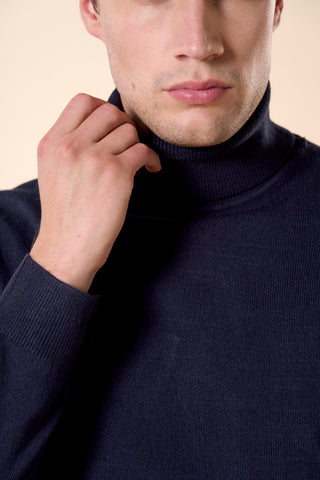 Maglia Uomo Dolcevita a Maniche Lunghe|Colore:Blu