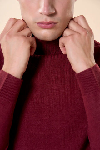 Maglia Uomo Dolcevita a Maniche Lunghe|Colore:Bordeaux