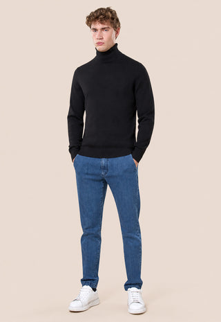 Maglia Uomo Dolcevita a Maniche Lunghe|Colore:Black