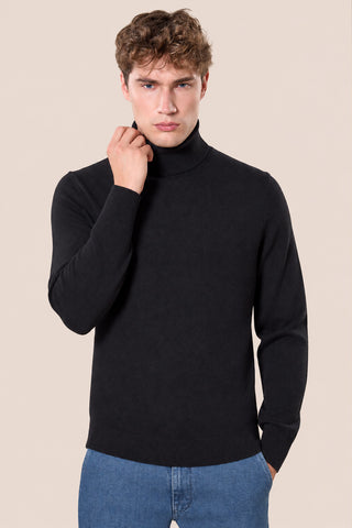 Maglia Uomo Dolcevita a Maniche Lunghe|Colore:Black