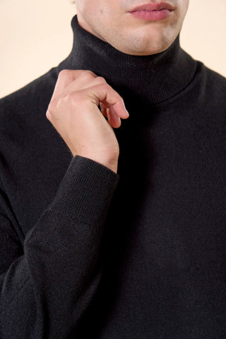 Maglia Uomo Dolcevita a Maniche Lunghe|Colore:Black