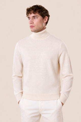 Maglia Uomo Dolcevita a Maniche Lunghe|Colore:Panna