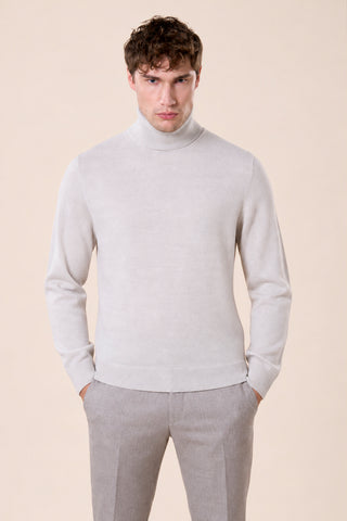 Maglia Uomo Dolcevita a Maniche Lunghe|Colore:Perla