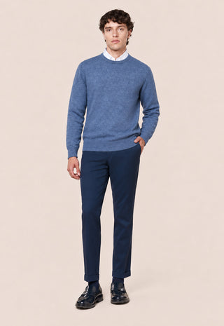 Maglia Uomo Girocollo in Misto Cashmere|Colore:Azzurro