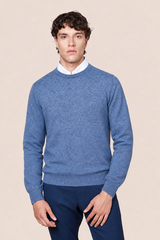 Maglia Uomo Girocollo in Misto Cashmere|Colore:Azzurro