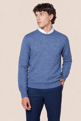 Maglia Uomo Girocollo in Misto Cashmere|Colore:Azzurro