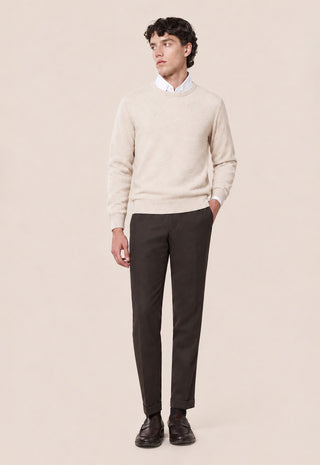 Maglia Uomo Girocollo in Misto Cashmere|Colore:Ecru