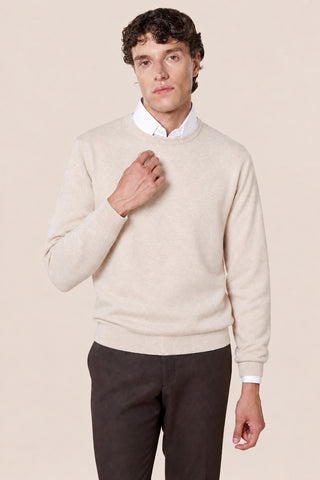 Maglia Uomo Girocollo in Misto Cashmere|Colore:Ecru