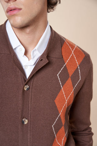Cardigan Motivo a Rombi Chiusura con Bottoni|Colore:Coconut