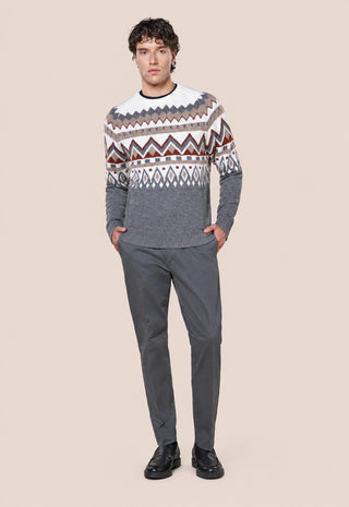 Maglia Uomo Girocollo con Fantasia Geometrica|Colore:Gr medio