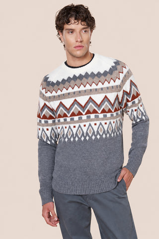 Maglia Uomo Girocollo con Fantasia Geometrica|Colore:Gr medio