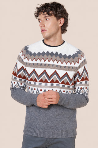 Maglia Uomo Girocollo con Fantasia Geometrica|Colore:Gr medio