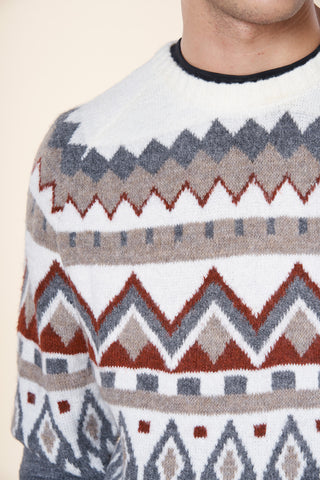 Maglia Uomo Girocollo con Fantasia Geometrica|Colore:Gr medio