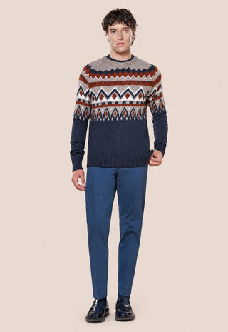 Maglia Uomo Girocollo con Fantasia Geometrica|Colore:Notte