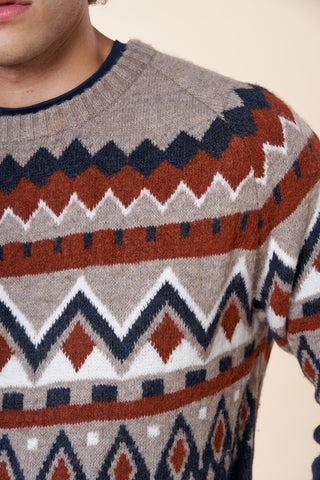 Maglia Uomo Girocollo con Fantasia Geometrica|Colore:Notte
