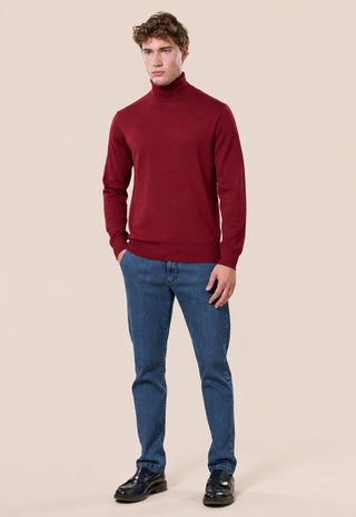 Maglia Uomo Dolcevita con Collo Alto a Coste|Colore:Bordeaux