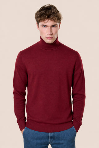 Maglia Uomo Dolcevita con Collo Alto a Coste|Colore:Bordeaux