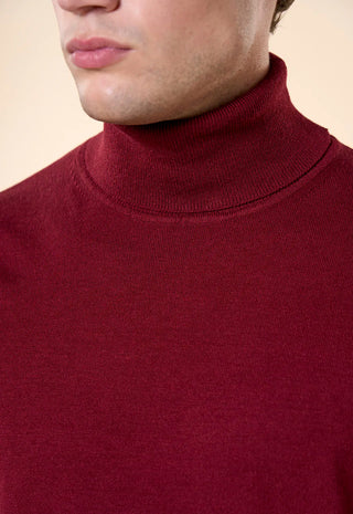 Maglia Uomo Dolcevita con Collo Alto a Coste|Colore:Bordeaux