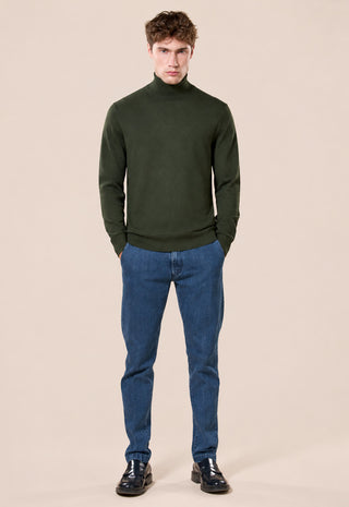 Maglia Uomo Dolcevita con Collo Alto a Coste|Colore:Verde