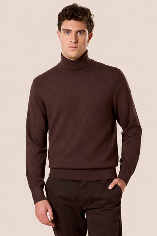 Maglia Uomo Dolcevita con Collo Alto a Coste|Colore:Brown