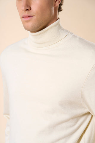 Maglia Uomo Dolcevita con Collo Alto a Coste|Colore:Panna