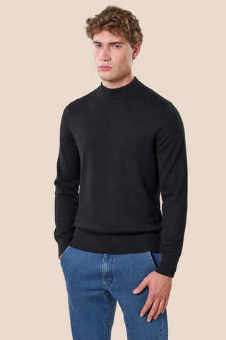 Maglia Uomo Collo Lupetto a Maniche Lunghe|Colore:Nero