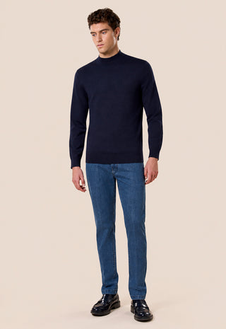 Maglia Uomo Collo Lupetto a Maniche Lunghe|Colore:Blu navy